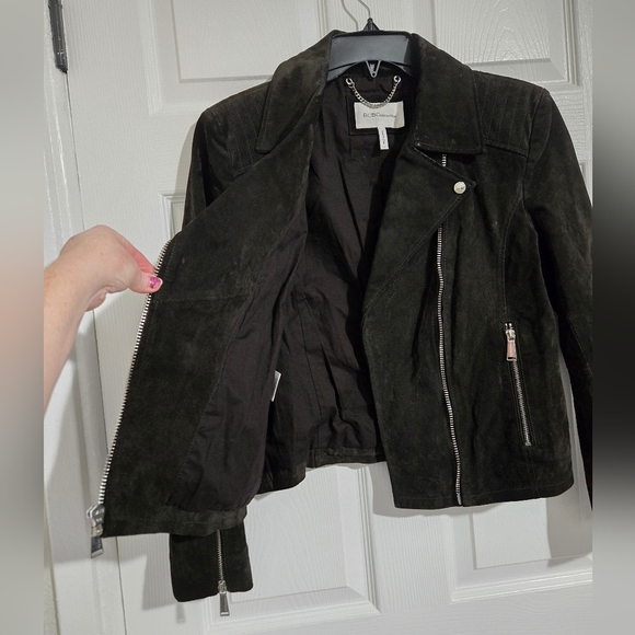 BCBGeneration Suede Leather Jacket Women's Size Large Dark Brown - Picture 8 of 13